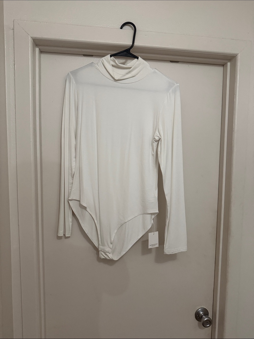 Mango Cream Long-Sleeve Turtleneck Bodysuit